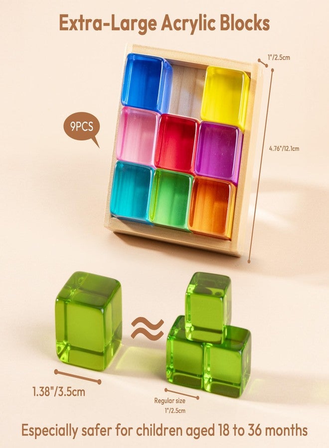 Woodtoe Large Building Blocks for Toddlers, Montessori Toys for 1 2 3 Year Old Boy Girl, Toys for Ages 2-4 Kids Baby, Big Rainbow Acrylic Block Set, 1 2 Year Old Birthday Gifts Sensory Toy for Kid 1-3 - Image 2